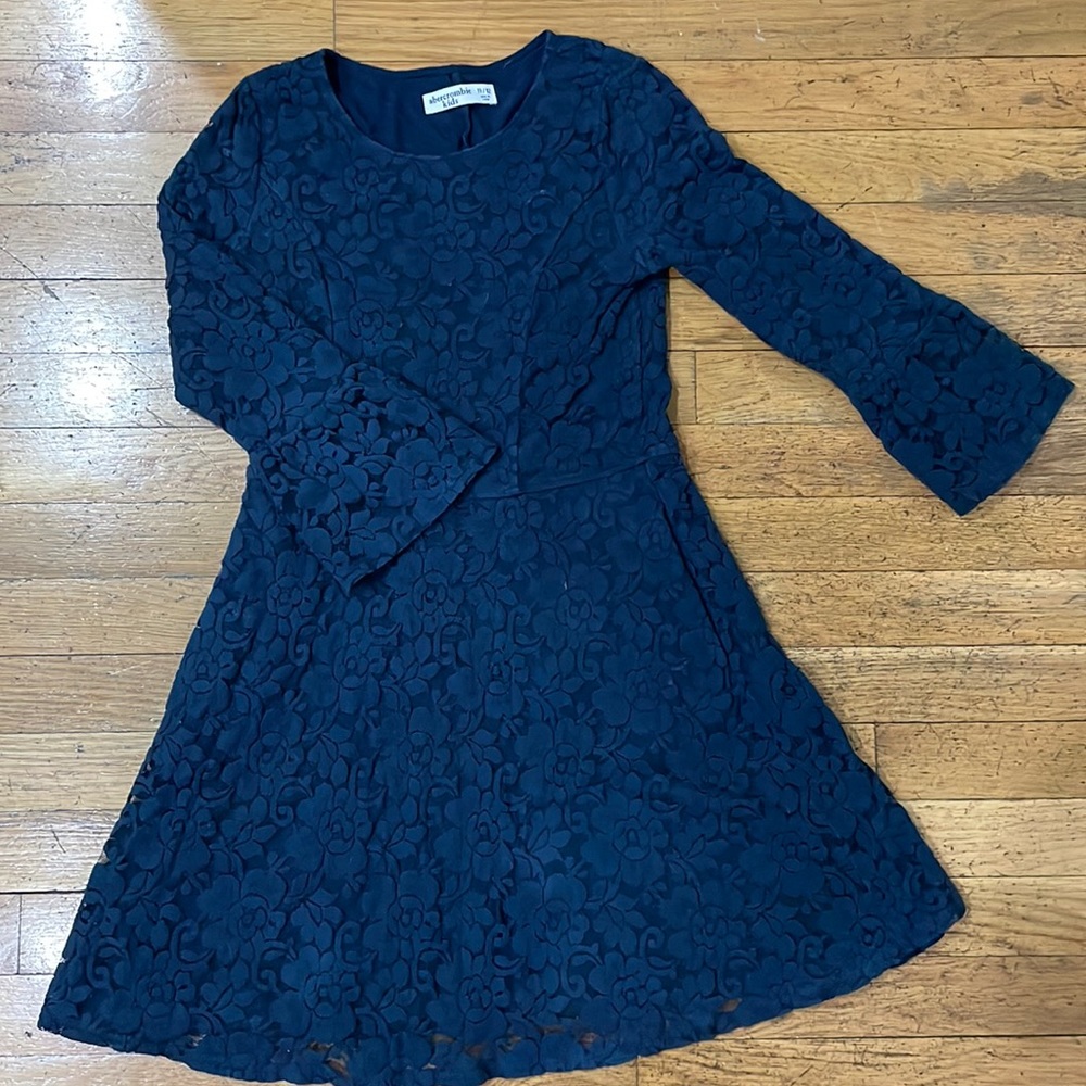 Girls Navy Blue Abercrombie lace dress sz 12